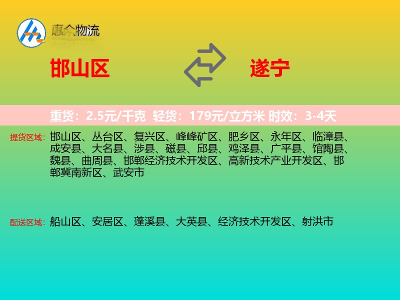 邯山区到遂宁物流专线