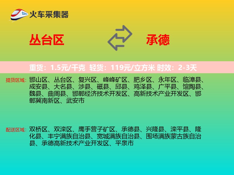 丛台区到承德物流专线