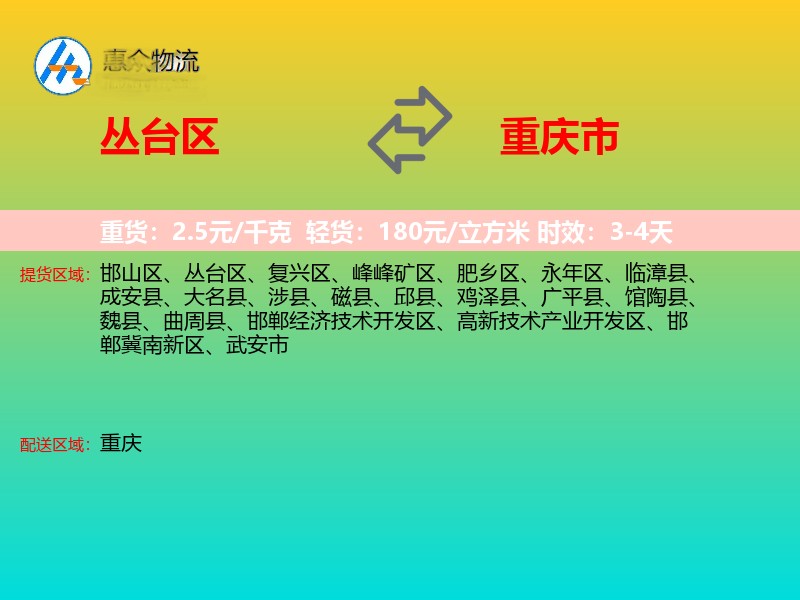 丛台区到重庆市轿车托运