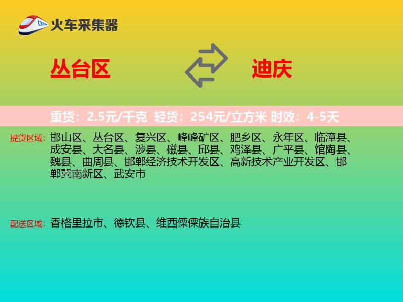 丛台区到迪庆物流专线