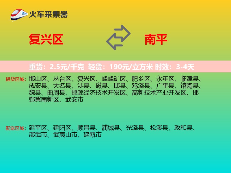复兴区到南平物流专线