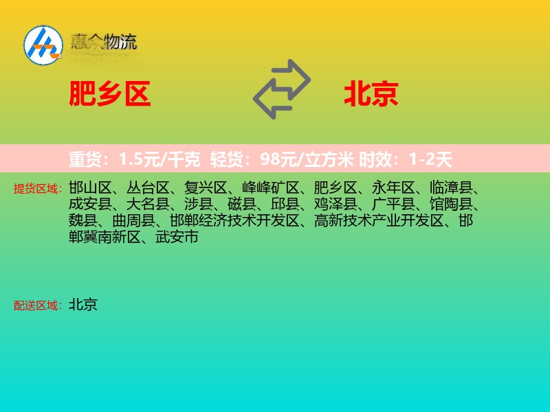肥乡区到北京物流专线