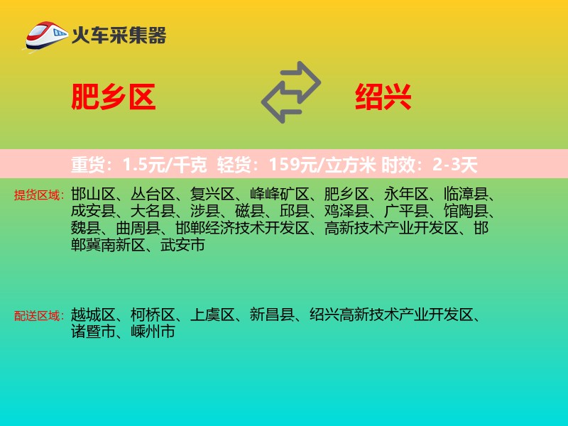肥乡区到绍兴物流专线