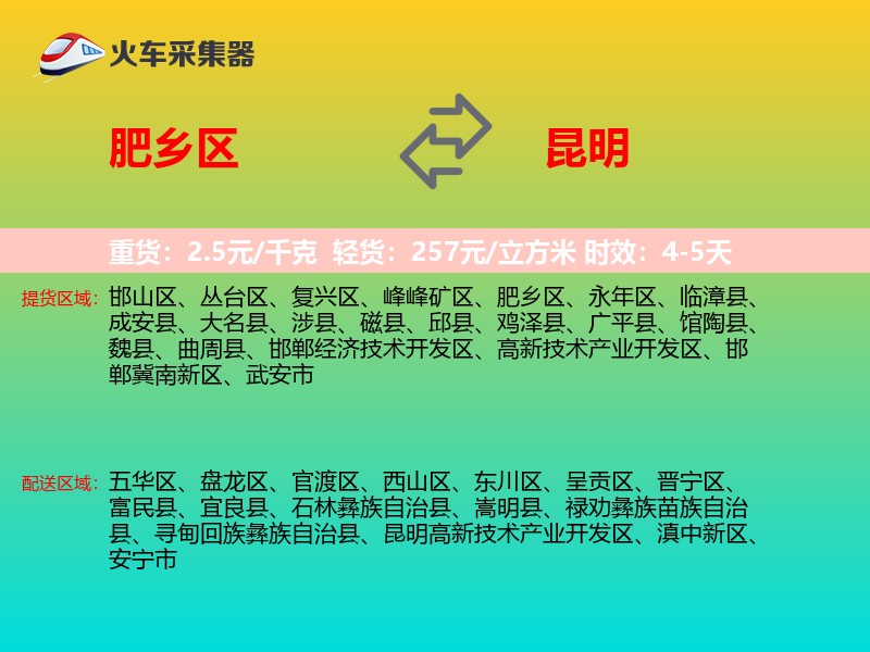 肥乡区到昆明物流专线