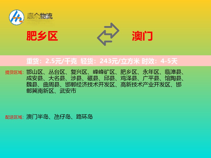 肥乡区到澳门长途搬家