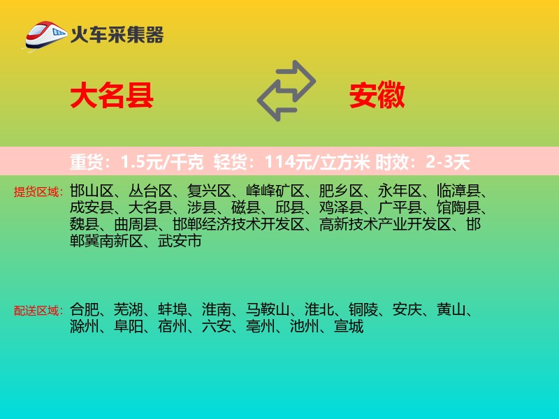 大名县到安徽长途搬家