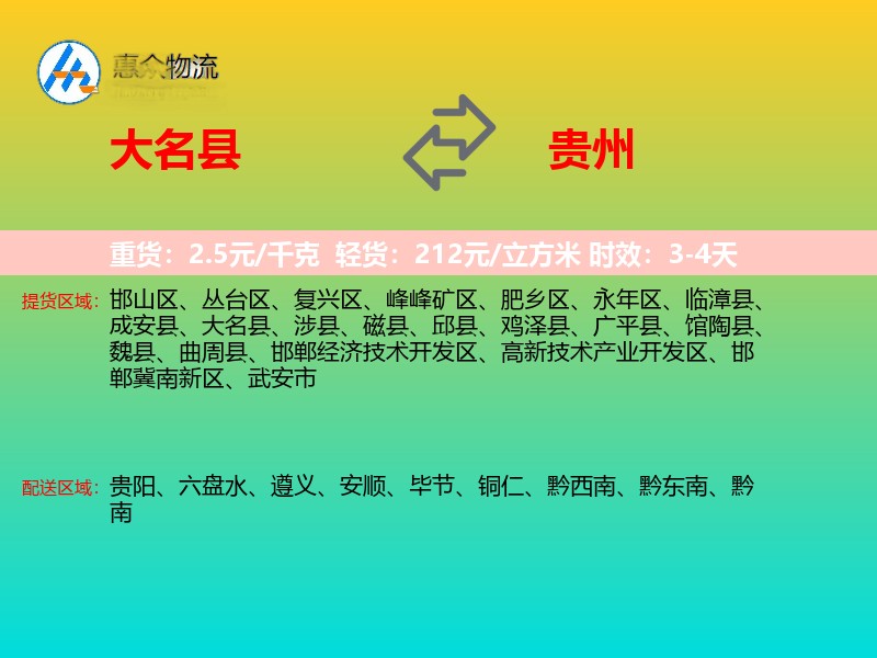 大名县到贵州长途搬家