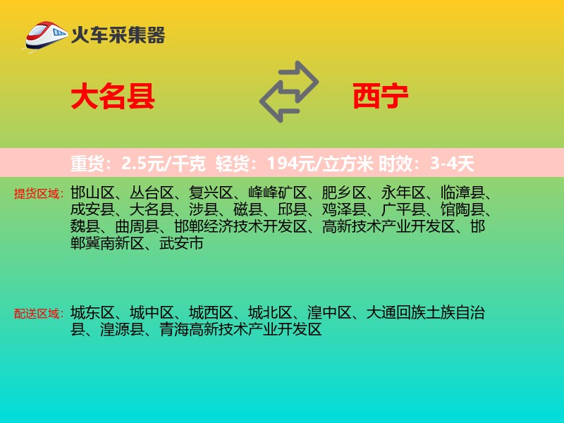 大名县到西宁物流专线