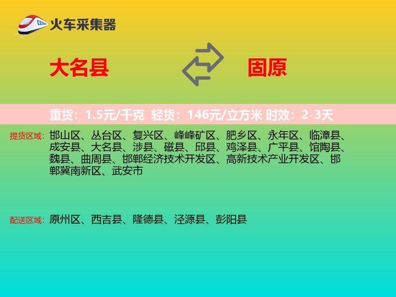 大名县到固原物流专线