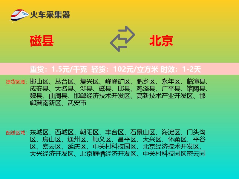 磁县到北京物流专线