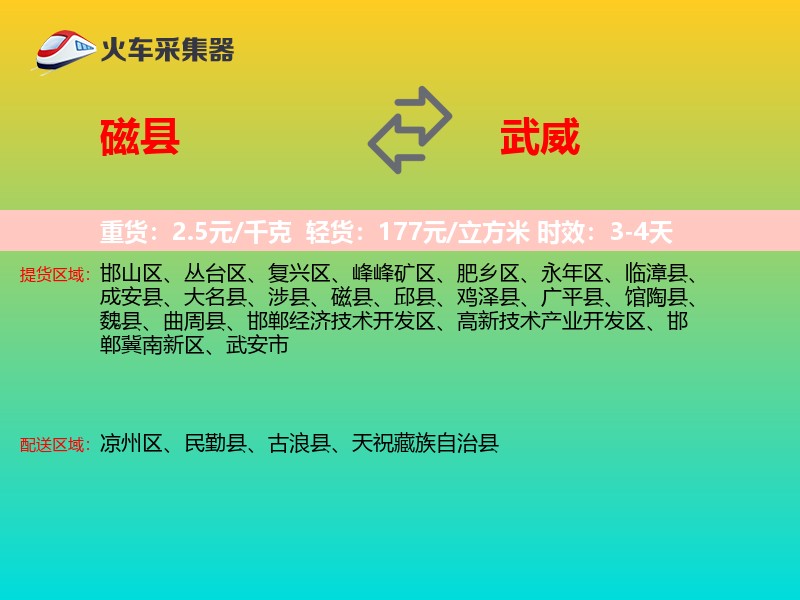 磁县到武威物流专线