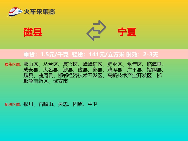 磁县到宁夏物流专线