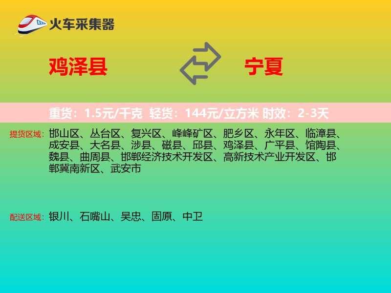 鸡泽县到宁夏长途搬家