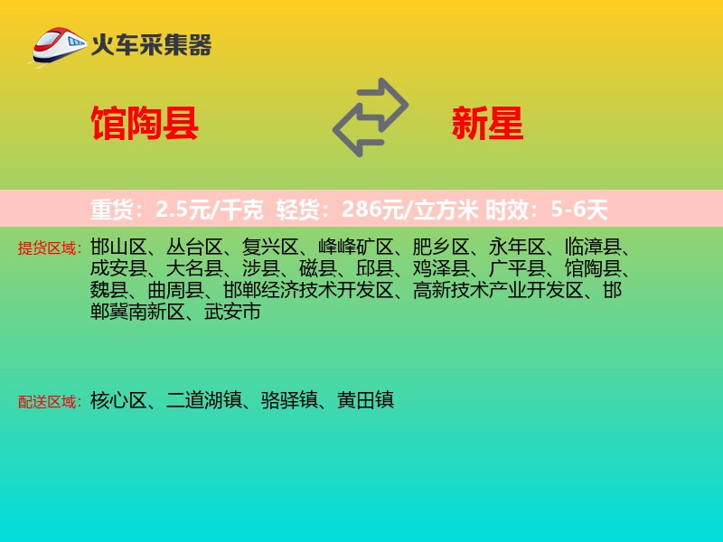 馆陶县到新星物流专线