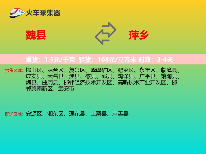 魏县到萍乡物流专线