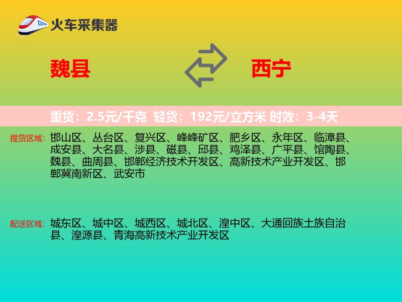 魏县到西宁物流专线