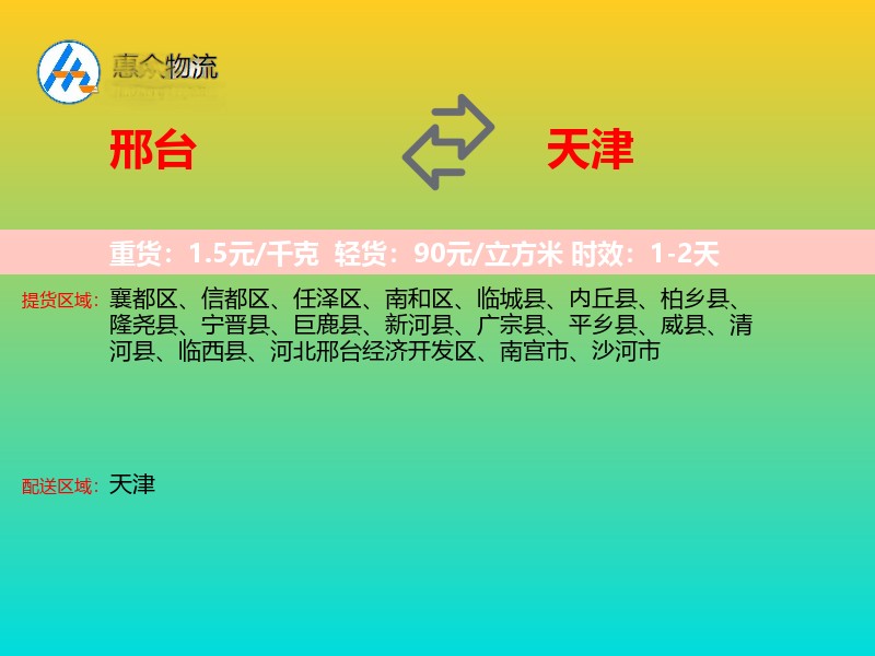 邢台到天津物流专线