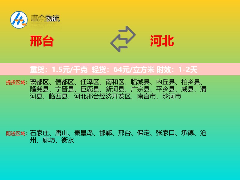 邢台到河北物流专线