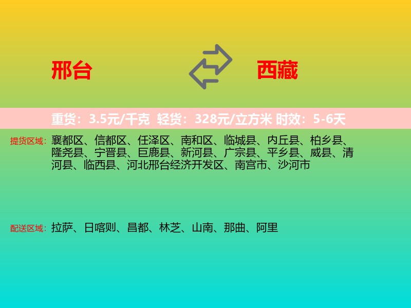 邢台到西藏长途搬家