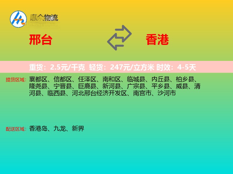 邢台到香港轿车托运