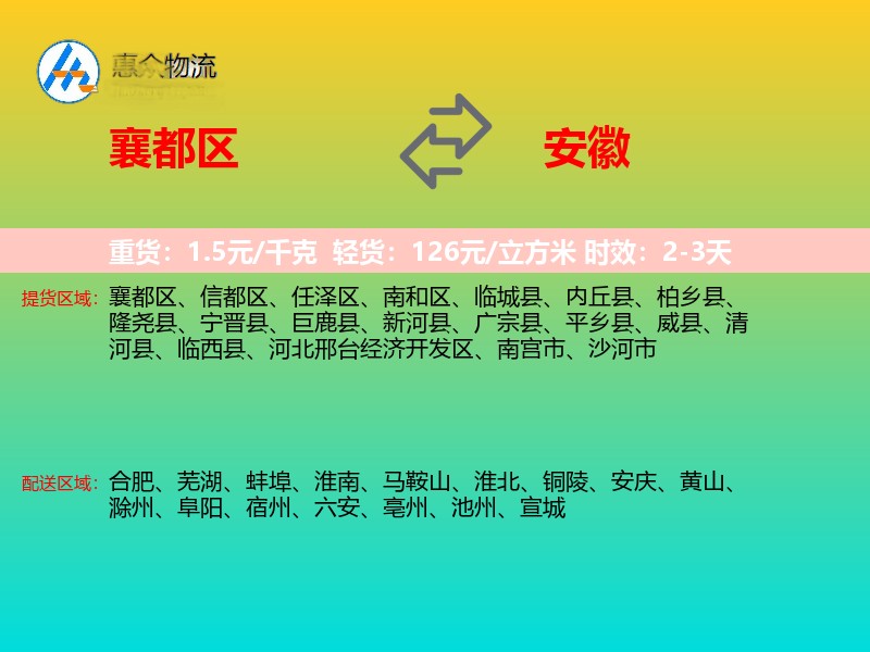 襄都区到安徽长途搬家