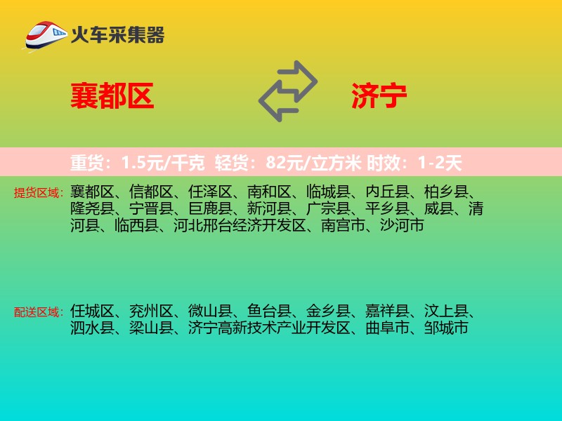 襄都区到济宁物流专线