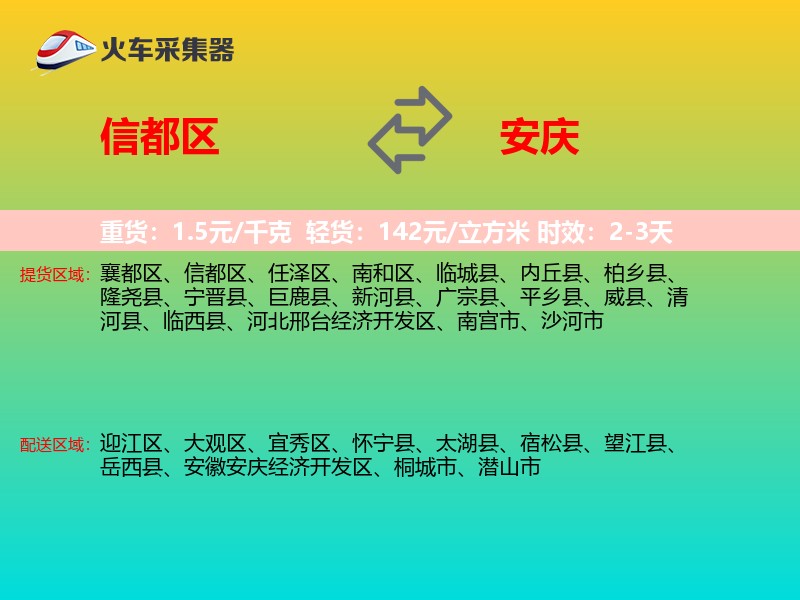 信都区到安庆物流专线