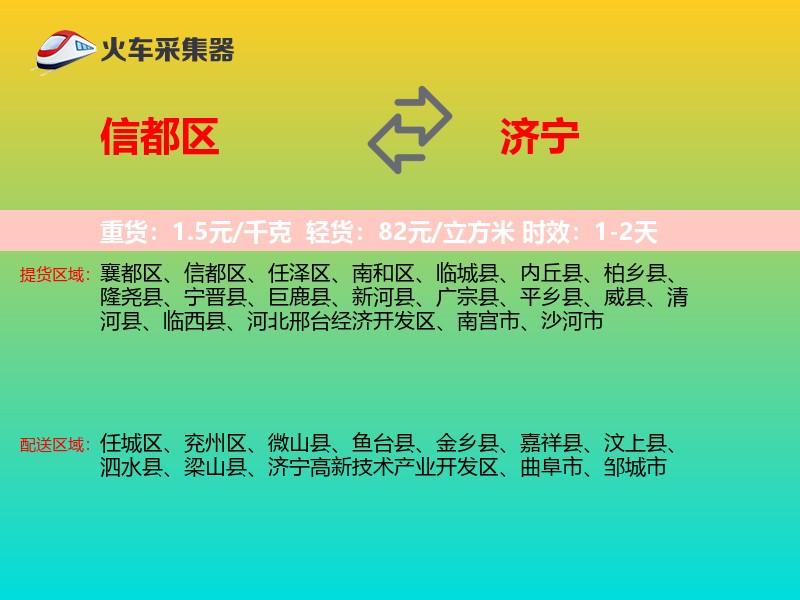 信都区到济宁物流专线