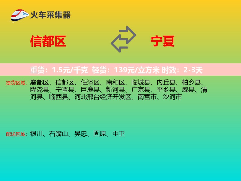 信都区到宁夏物流专线
