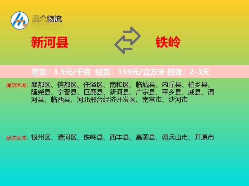 新河县到铁岭物流专线
