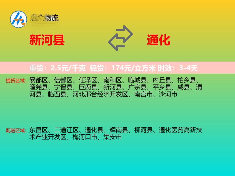 新河县到通化物流专线