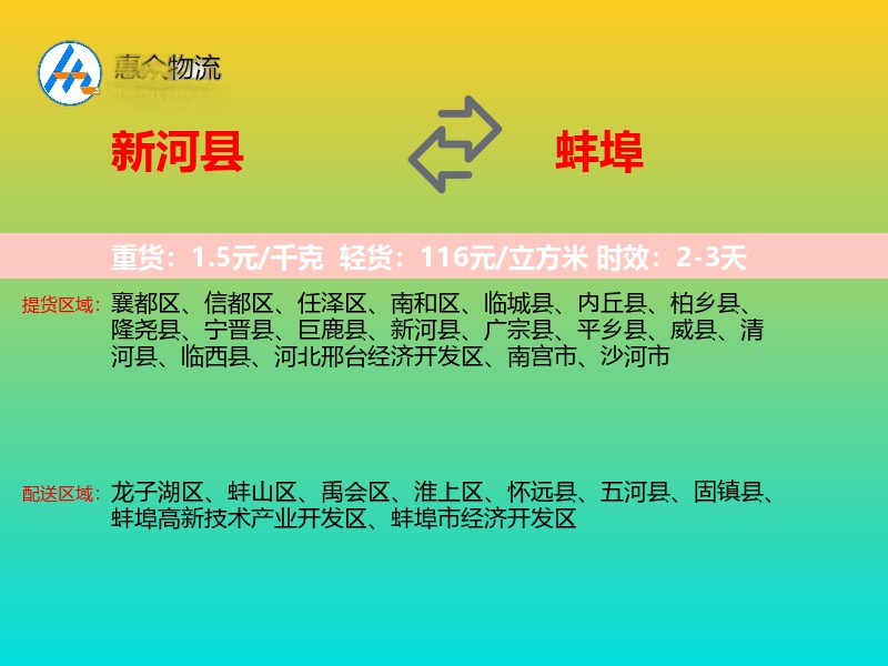 新河县到蚌埠物流专线