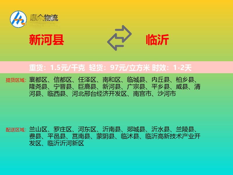 新河县到临沂物流专线