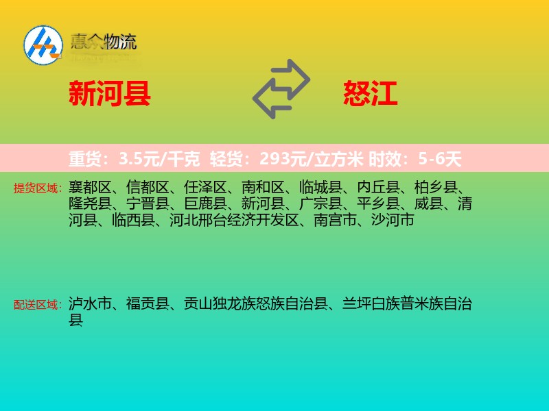 新河县到怒江物流专线