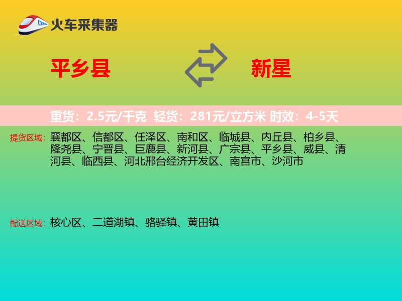 平乡县到新星物流专线