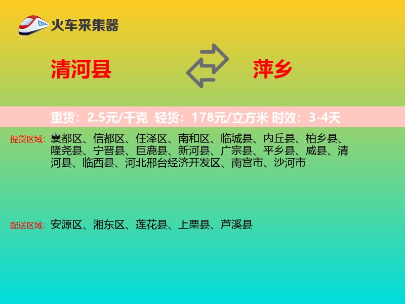 清河县到萍乡物流专线