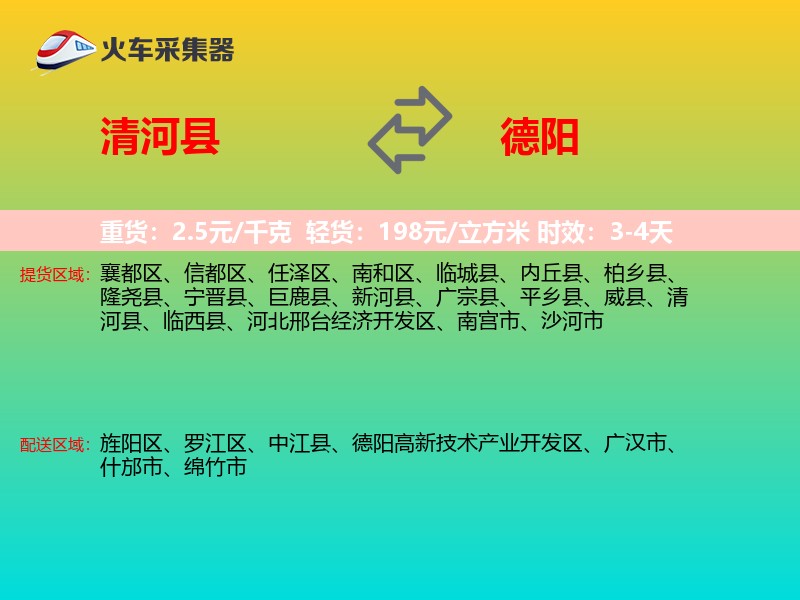 清河县到德阳物流专线