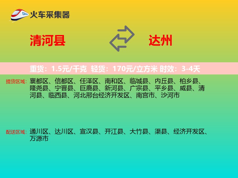 清河县到达州物流专线