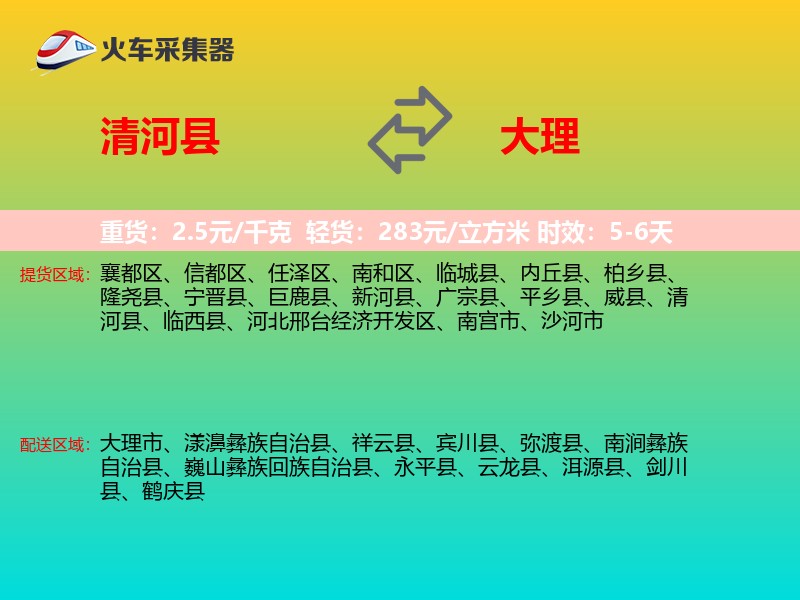 清河县到大理物流专线