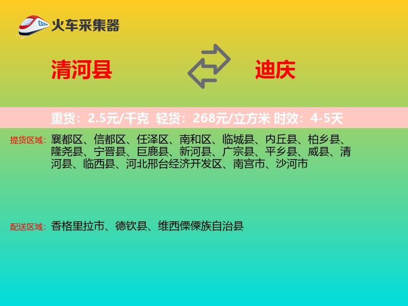 清河县到迪庆物流专线