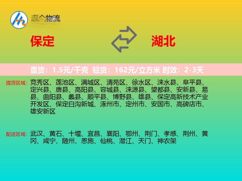 保定到湖北轿车托运
