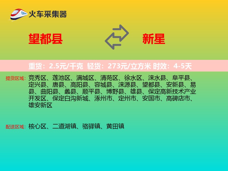 望都县到新星物流专线