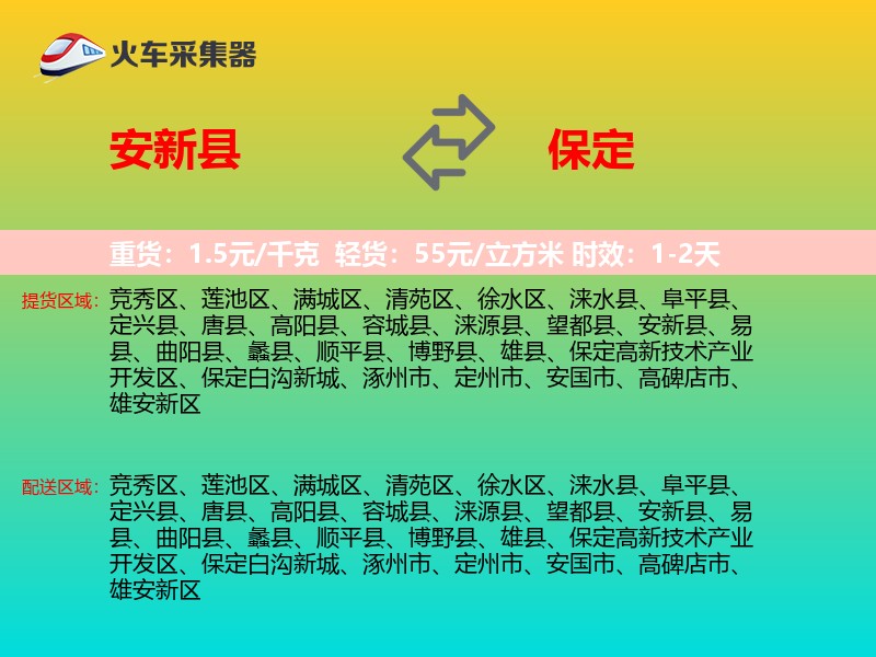 安新县到保定物流专线