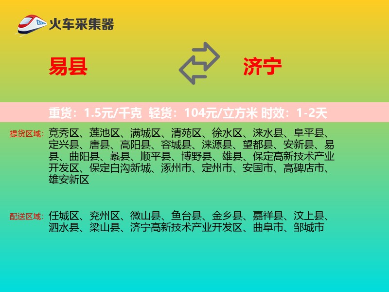 易县到济宁物流专线