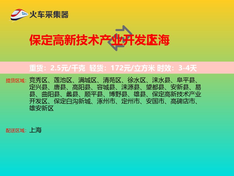 保定高新技术产业开发区到上海轿车托运