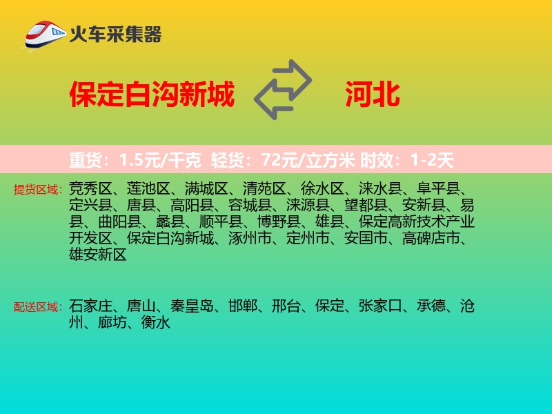 保定白沟新城到河北物流专线