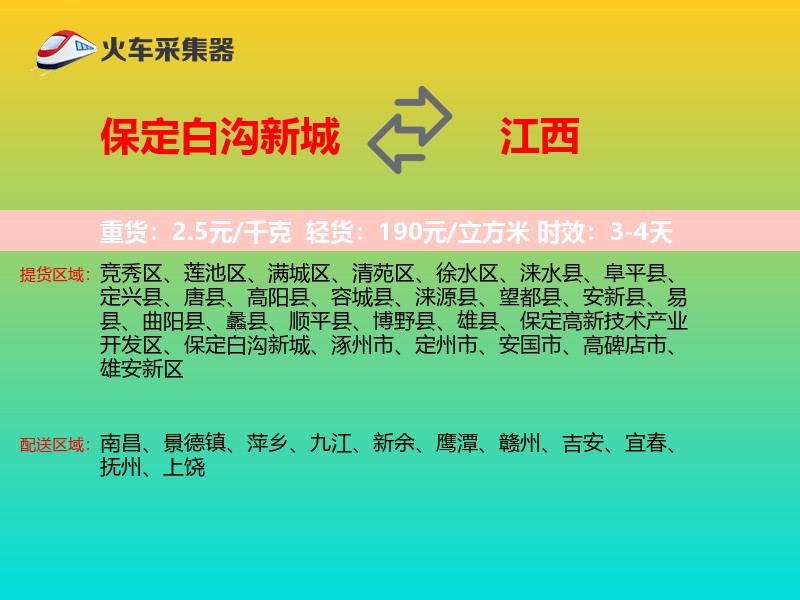 保定白沟新城到江西物流专线