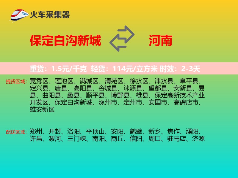 保定白沟新城到河南物流专线