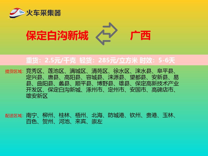 保定白沟新城到广西轿车托运