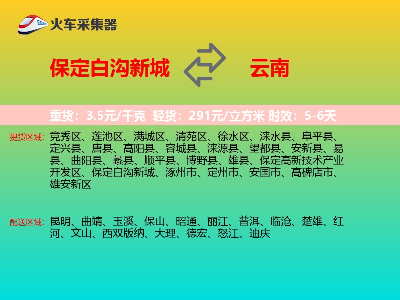 保定白沟新城到云南物流专线